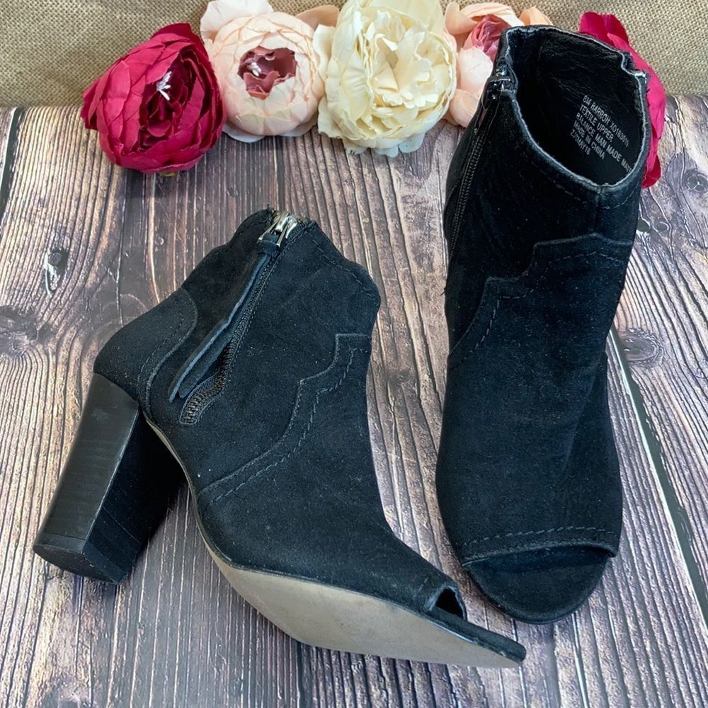 XOXO Black  Barron Open Toe Western Booties 8M